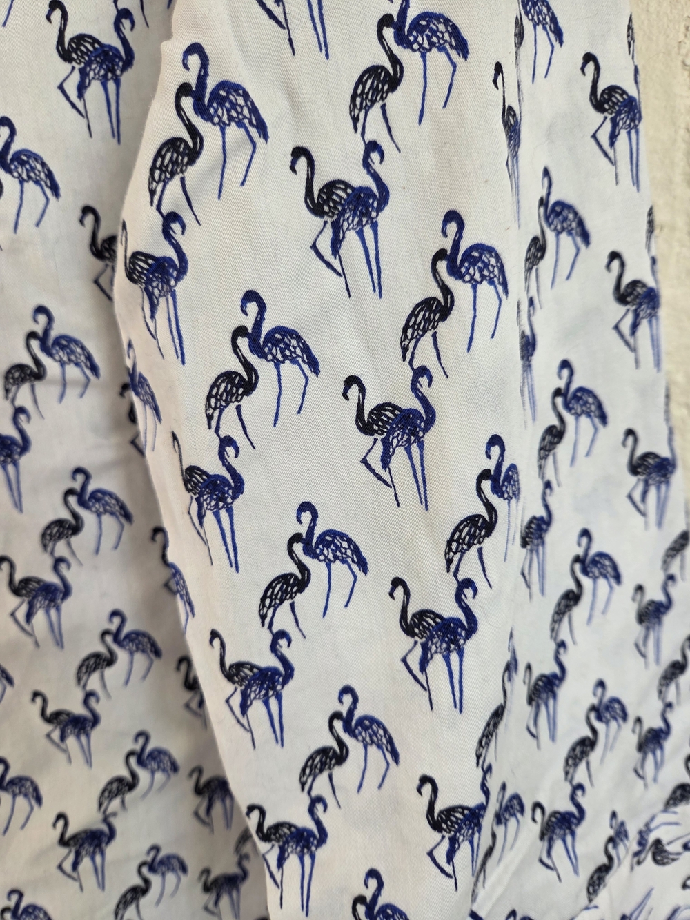 Foxcroft White Shorts with Blue Flamingo Print